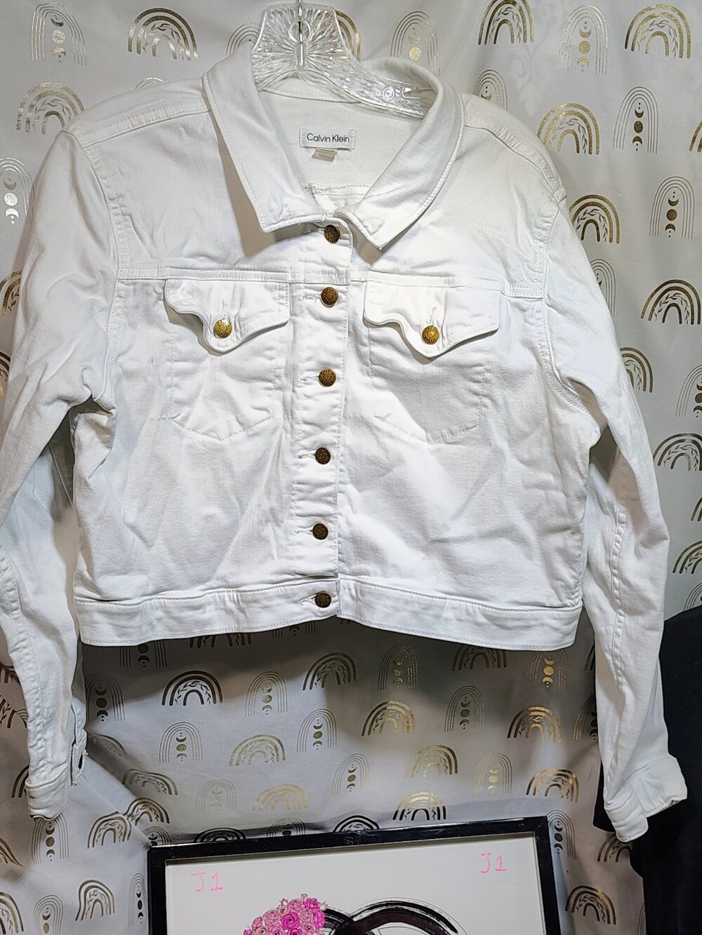 Calvin Klein White Cropped Denim Jacket